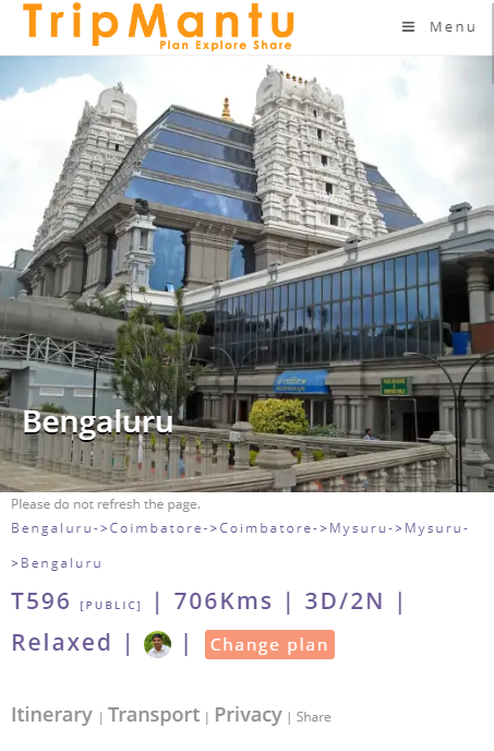 TripView, TripMantu, Bangalore-Coimbatore-Mysore-Bangalore, 3 Days 2Nights trip from Bangalore
